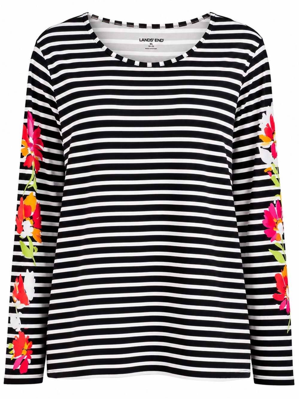 Lands' End Black & White Striped Floral Swim Shirt Women’s 1x Hardly Worn